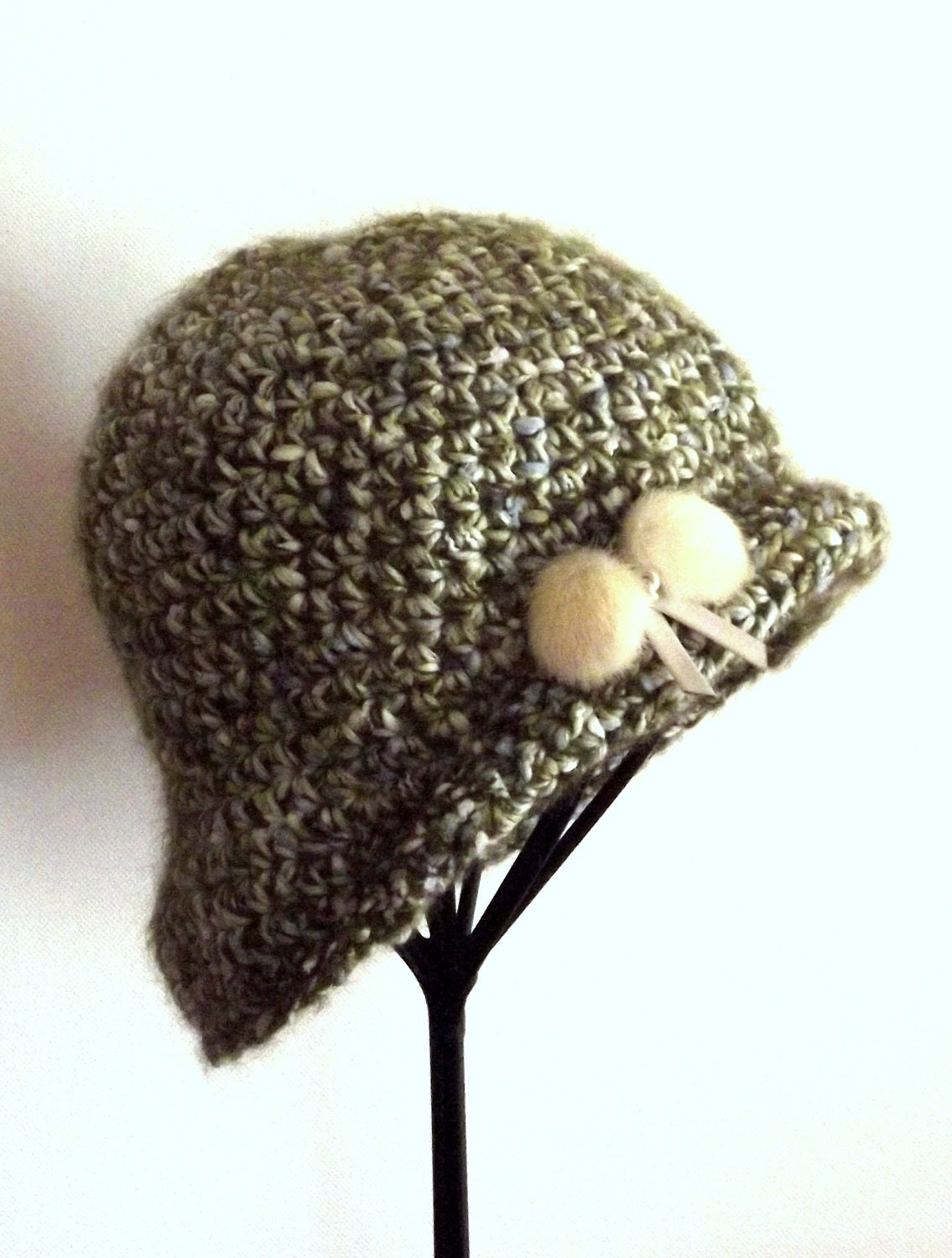 Crochet Cloche, Winter Hat,  Mohair, Wool, Cotton,  Winter, Ski Accessory