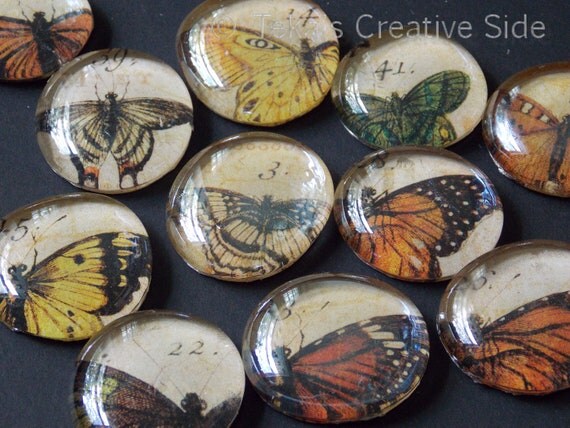 Vintage Butterfly Glass Magnets for party favors, jars, and stylish decor. Il_570xn