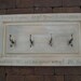 Coat and Hat Rack Ivory Antiqued Crackled with Champagne Metallic and Aqua Accents