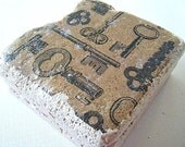 SALE  Skeleton Key Coaster Set of Four in black and brown