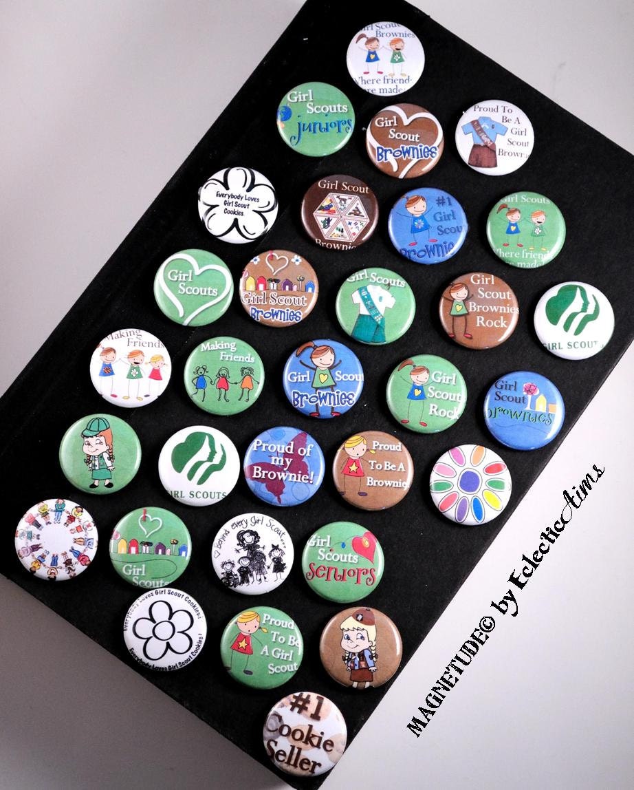 Girl Scouts of America, and Brownies Too 1 Inch Pin Back or Topper