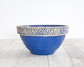 Stoneware Leaf Blue Bowl