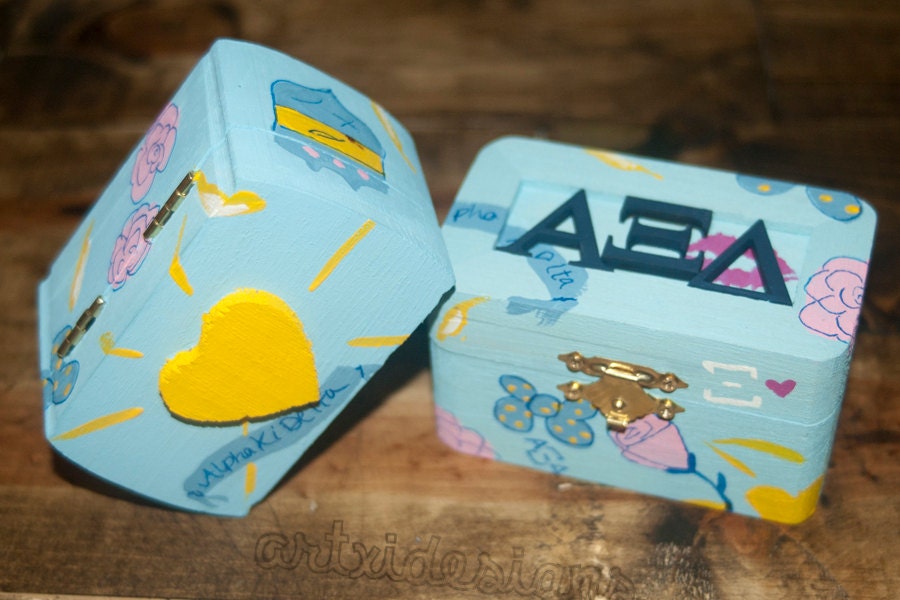 Wooden Sorority Pin Trinket Box.