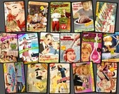 Set of 16 vintage postcards digital art weird funny creepy brain eyeball skull zombie headless blood gun brain heart love models