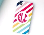 iPhone 5 or 4/4s Case - Custom Happy Stripe, Monogrammed