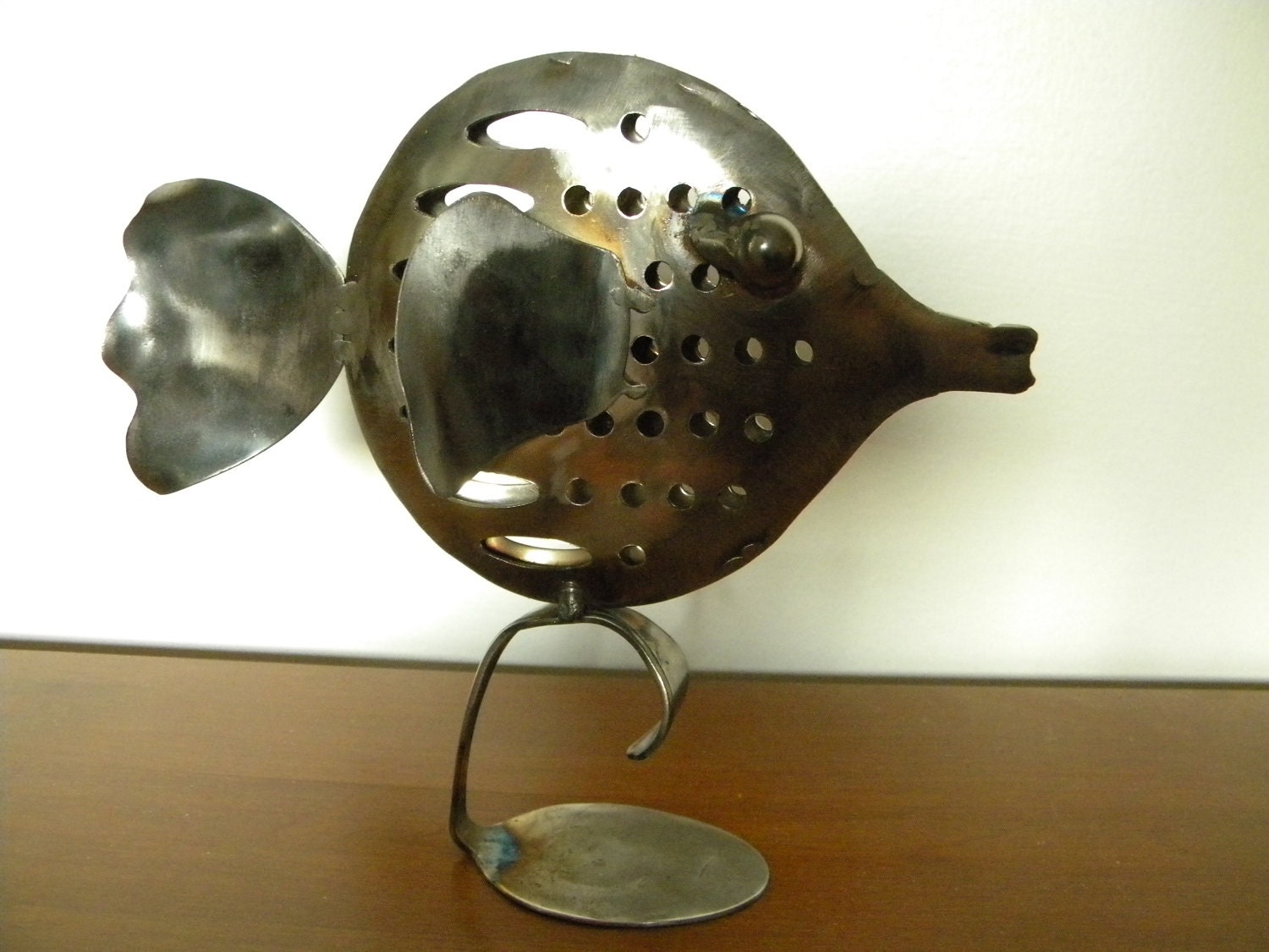 Lucy Ladlefish, silverware sculpture, welded art, kitchen art