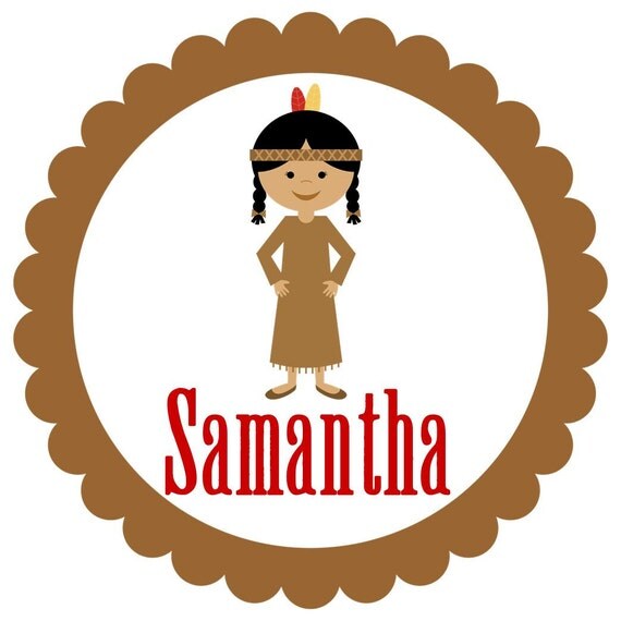 Thanksgiving Native American girl - personalized - digital image - Fall - Autumn Il_570xn