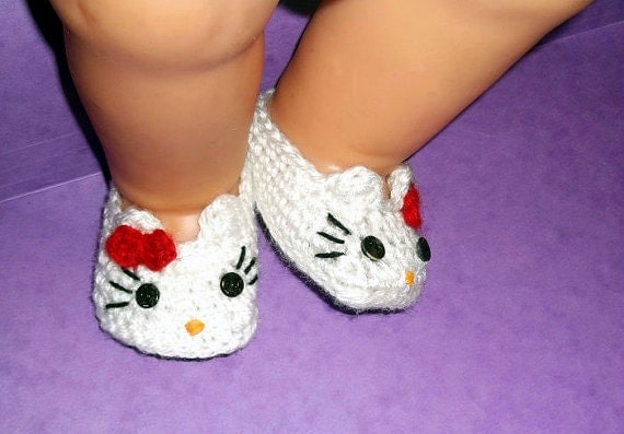 Hello Kitty Baby Booties CROCHET PATTERN (PDF file)