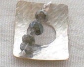 Sterling silver hammered pendant with labradorite bead accent