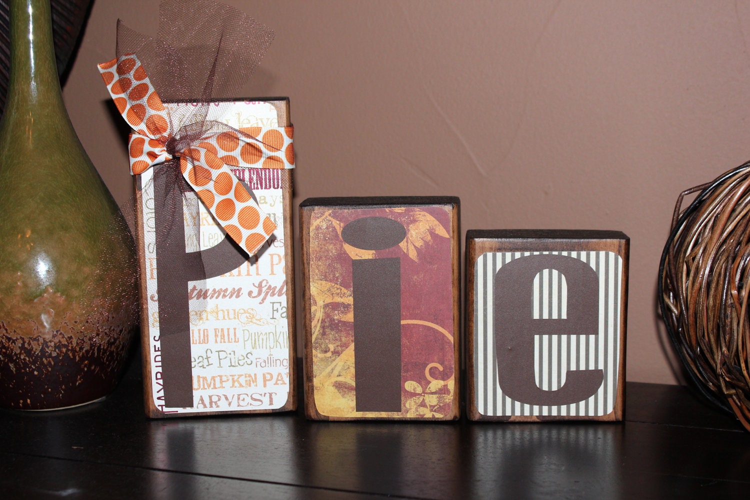 Ready to Ship...Pie Fall Home Decor Wooden Blocks