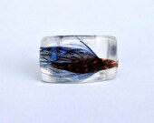 Feather Resin Ring. Resin Jewelry. Limited Edition. Orange Blue.
