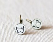 Black and white butterfly earrings - butterfly jewelry - butterfly wedding - everyday jewelry - butterfly party