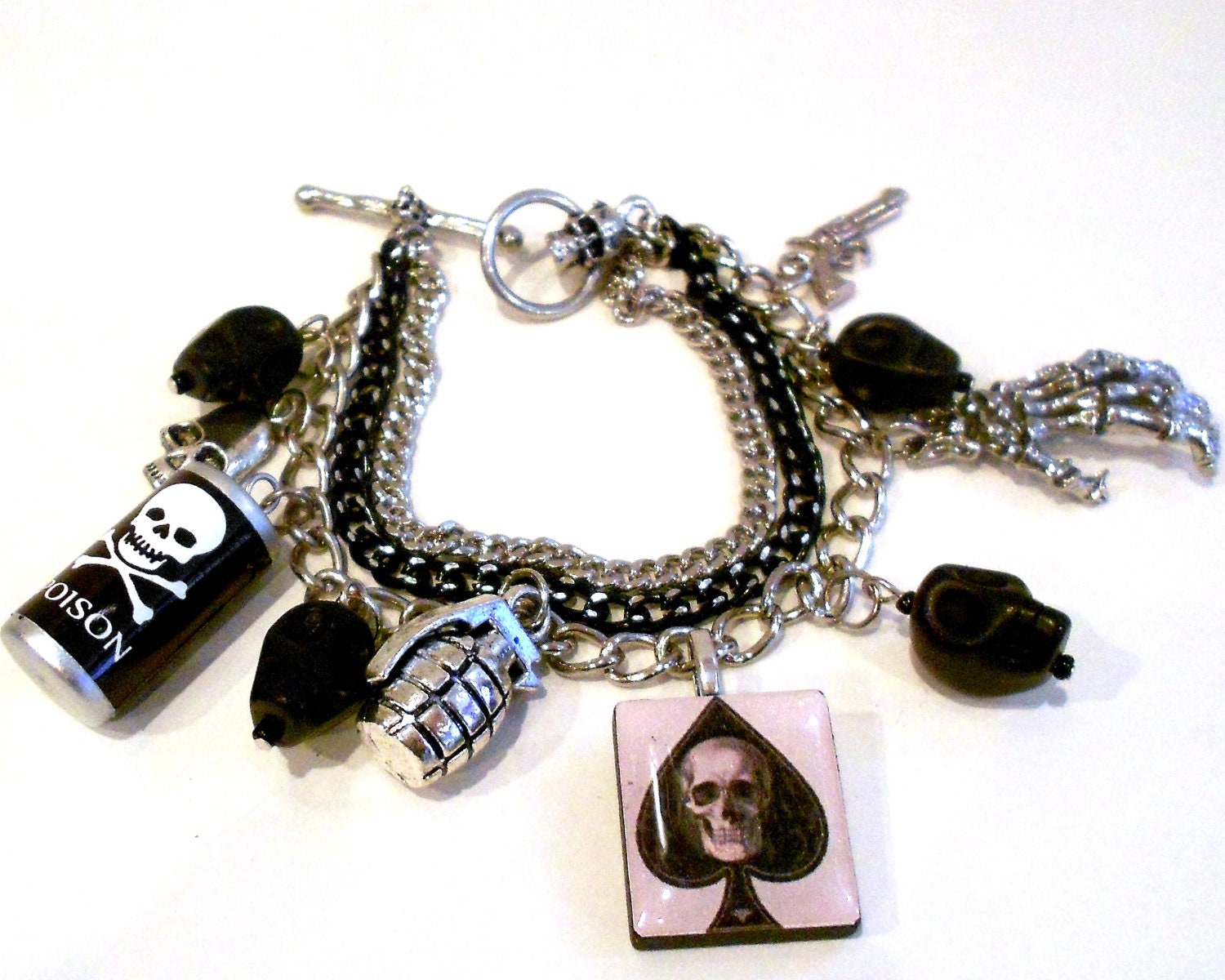 Death Charm Bracelet with Poison & Ace of Spades