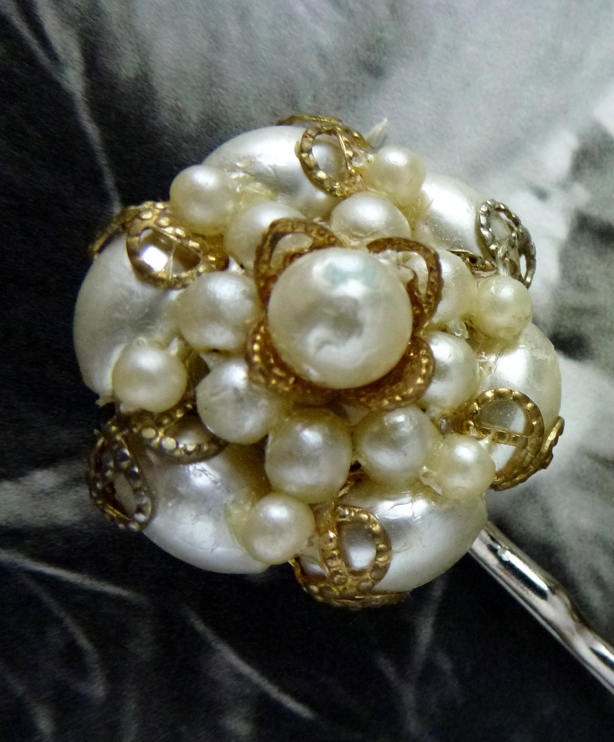 Romantic Winter Bridal Pearl Filigree Hair Pins, Vintage Recycled