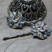 Unique Bridal Silver Blue AB Aurora Borealis Rhinestone Lisner Hair Pins