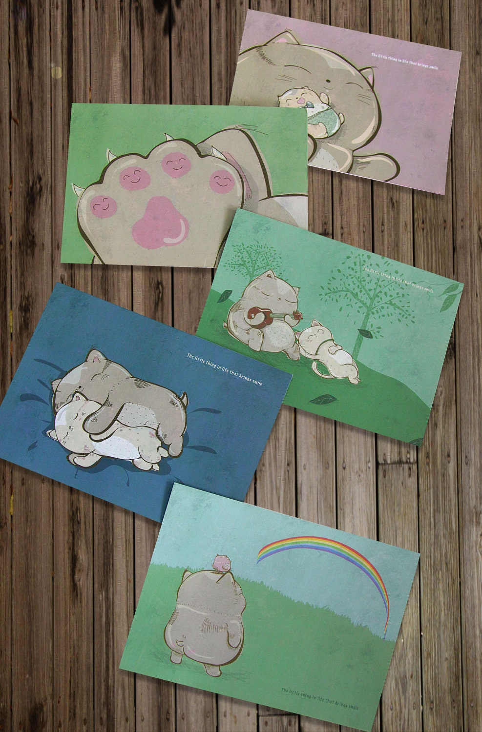 Illustration Postcard Set - Set Of 5 Postcards, The little thing in life that brings smile