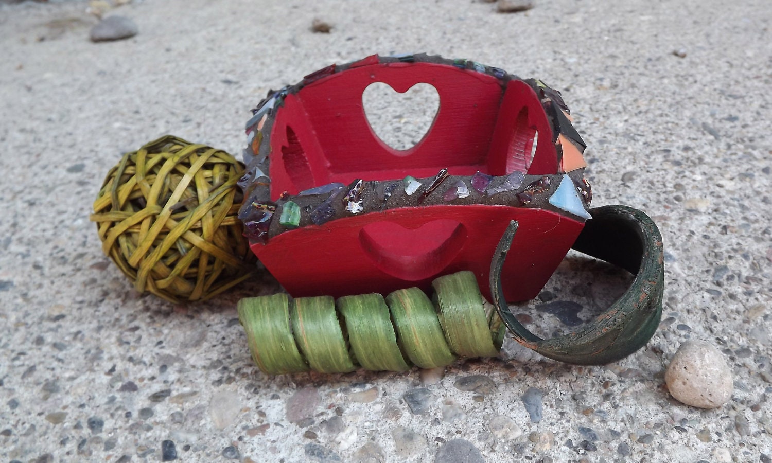 Mosaic square heart box
