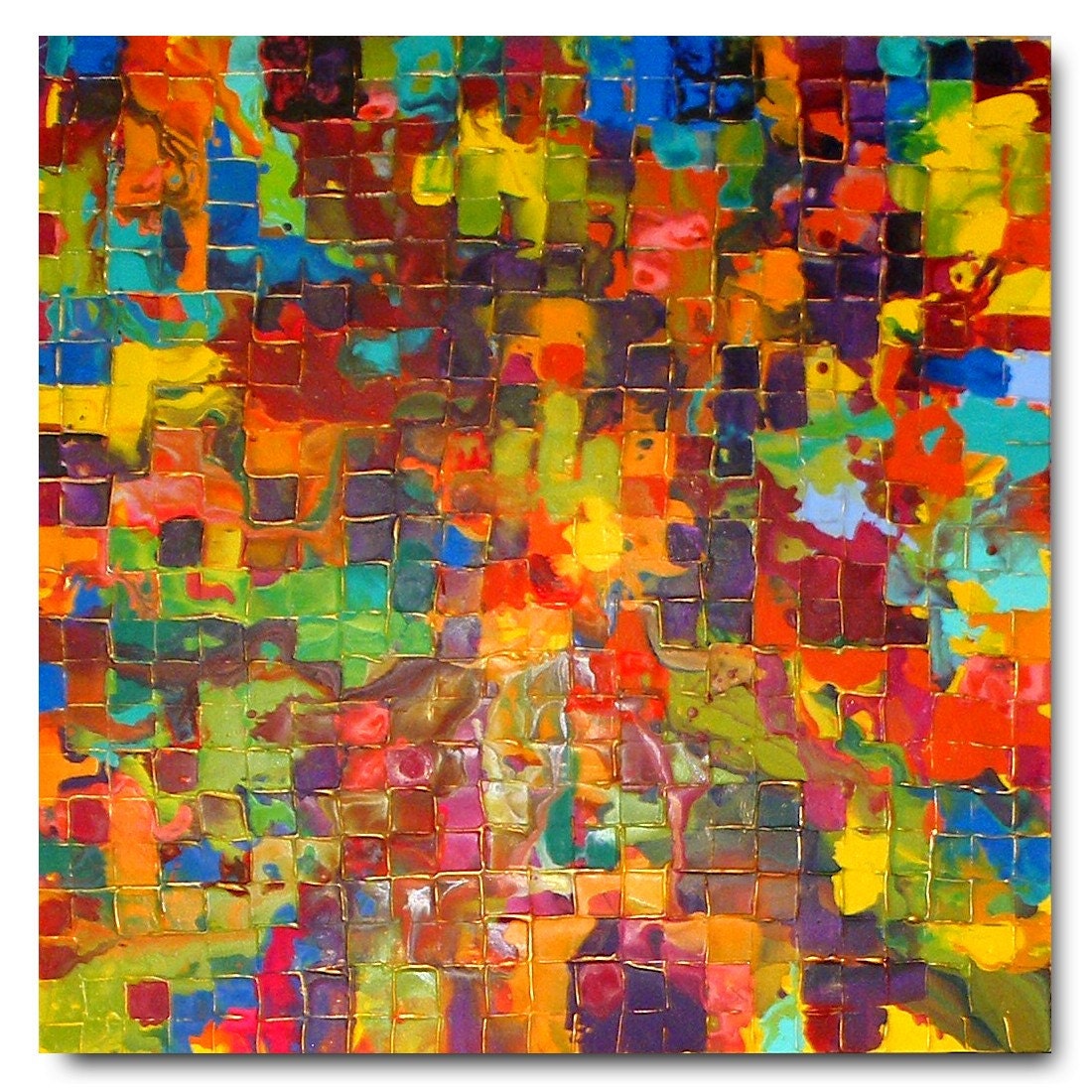XXL Original Mosaic Art by Caroline Ashwood - Modern contemporary abstract painting on canvas - FREE SHIPPING