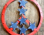 3 Patriotic Fridge Magnets -  Stars and Stripes Peace Sign Fourth of July 4th Rustic Decor