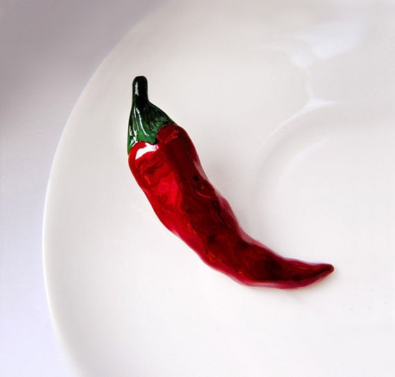 Brooch Red Hot Chilly Pepper, garnet, red vegetable jewelry, gift idea, Valentines gift idea