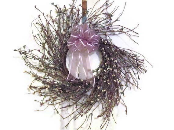 Purple Wisp Round Grapevine Wreath Home Decor - SerendipityCandle