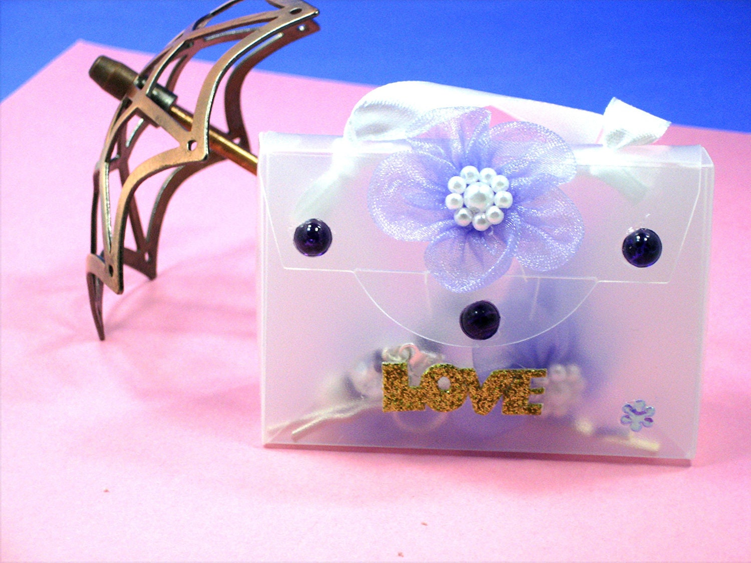 Lavender Gift Purse SET Lavender Hair Pins, Earrings, Ring Lavender Flower White PEARLS Hair, Gift Purse Set Lavender Flower GIFT Purse Set