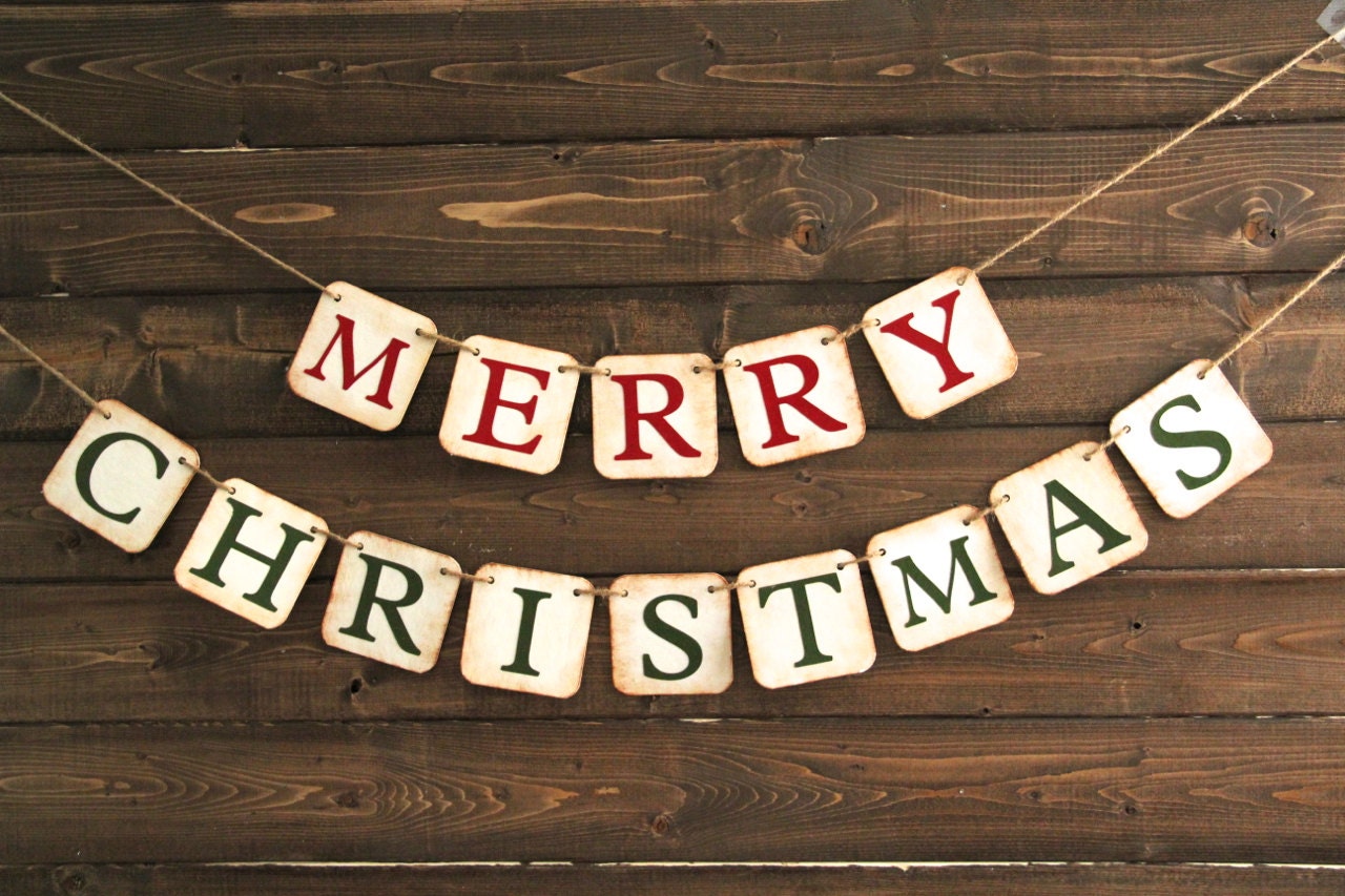 Christmas Banner Mini- MERRY CHRISTMAS - Decoration or photo prop