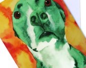Watercolor Dog Greeting Card , Pit Bull Card . Blank Dog Card , Dog Note Card