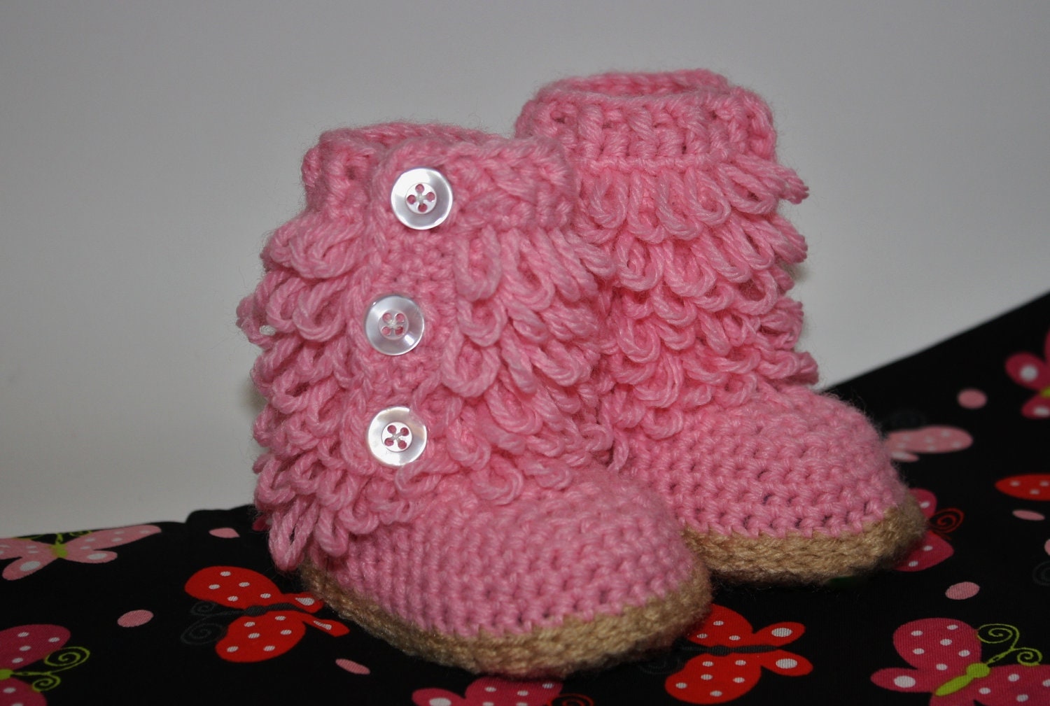 Pink Furry-licious Girly Boots - Handmade Crochet Baby Girl Boots