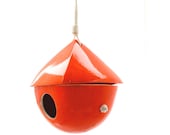 Porcelain Birdhouse- Dark Orange