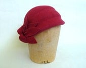 Red Coral Cloche With Felt Flowers Handmade For Women