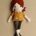 Fabric Doll Rag Doll Girl with Cat Dress
