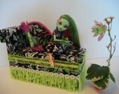 Furniture for Monster High Dolls Handmade Chaise Lounge Bed for Venus McFlytrap with Bolster Pillow and Working Lamp