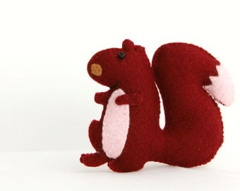 Felt Plushie Hand sewing Pattern PDF. Complete instructions to make Chester the Squirrel. Instant download.