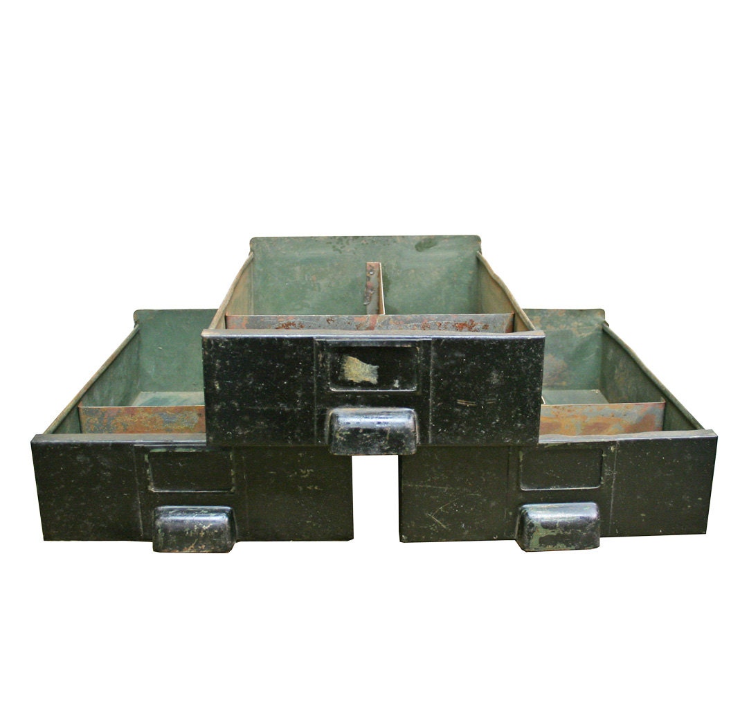 Vintage Industrial Hardware Drawer -- Salvaged Industrial Storage Box