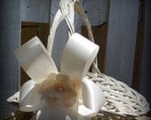 Flower girl basket, Ivory flower girl basket, white flower girl basket