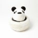 Needle felt panda bear with nest - soft sculpture black and white panda