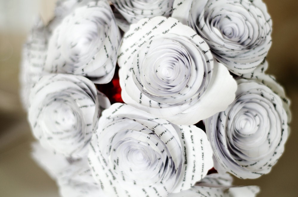 Love Letter Bouquet - CUSTOM MADE Flowers from Your Love Letters, Poems or Notes - Personalized Single Stem Paper Roses