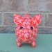 pig stuffed animal - pink and red extra large houndstooth