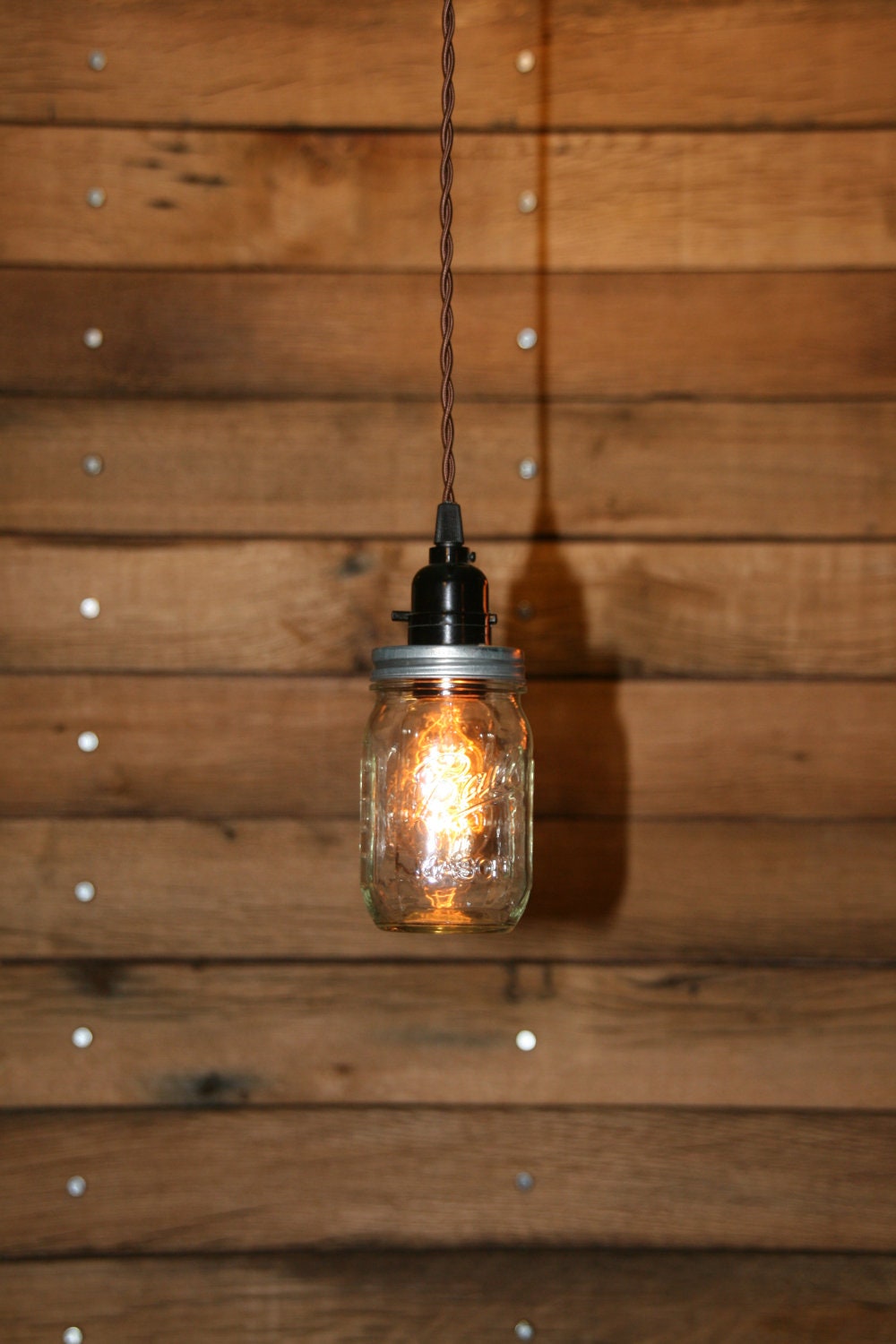 Ball Jar Pendant Light - Mason Jar Light - Hanging Mason Jar Hanging Pendant Light - Clear Pint - Swag Light