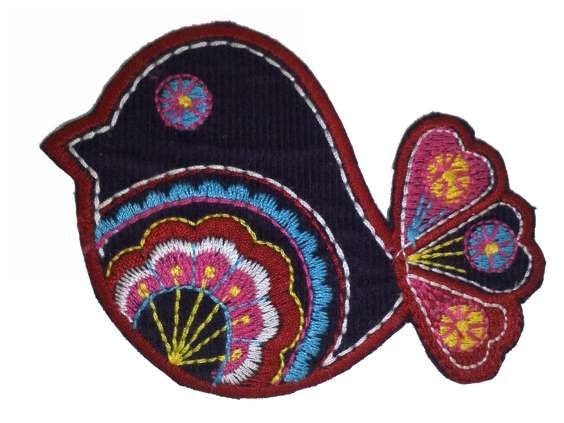 Iron on Patch Applique bird -  Purple Boho Bird