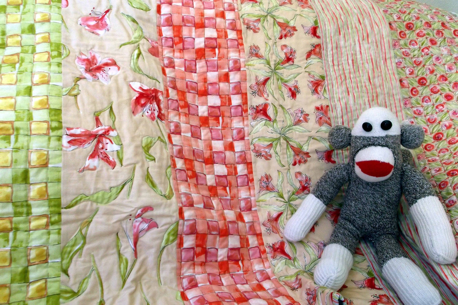Quilt, Child Baby Blanket of Lilies