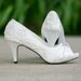 Ivory Wedding Shoes, Ivory Heels with Ivory Lace Design. US Size 6.5.