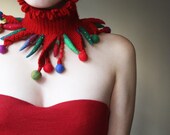 Christmas NeckWarmer, Red Crochet Neckwarmer, Crochet Collar, Christmas gift, Christmas Tree Inspired, Red, Green