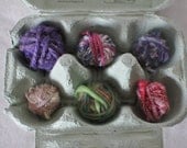 Three Welsh Hen's Free Range Handspun Yarn Eggs - felting and fibre samples - Set Four