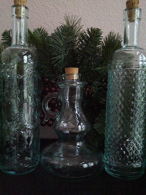 Home Decor Green Glass Wine Bottles