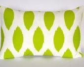 green Ikat decorative lumbar pillow  designer pillow accent pillow 12 x 18 inches Christmas gift