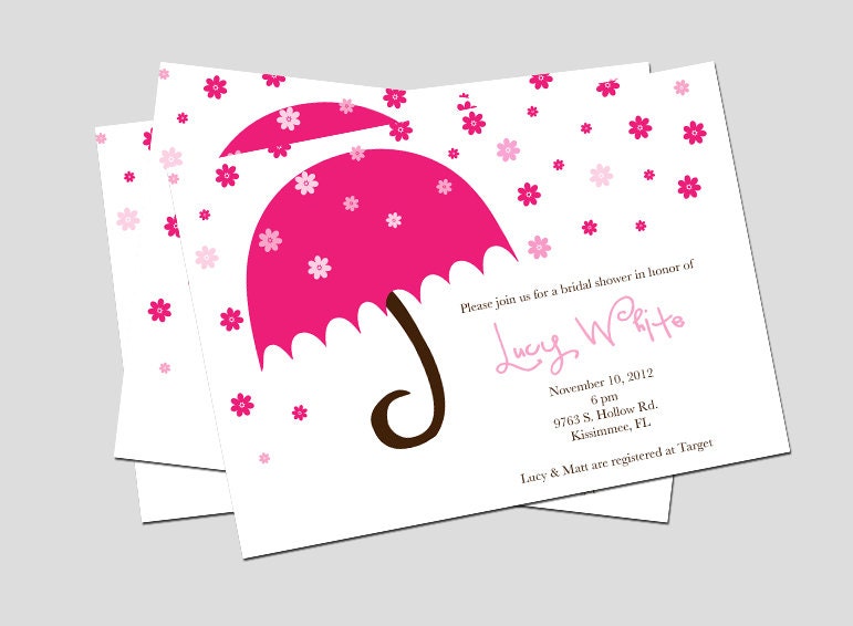 Bridal Shower Invitation - Umbrella with flowers - 5x7 inch - Printable