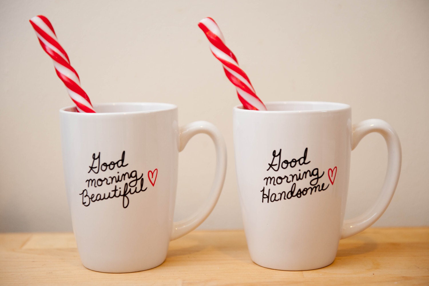 His & Hers Coffee Mugs "Good Morning Beautiful" and "Good Morning Handsome"