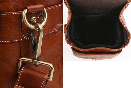 Hand Stitched Small DSLR Camera Bag in Retro Brown can carry one set of DSLR Camera perfectly